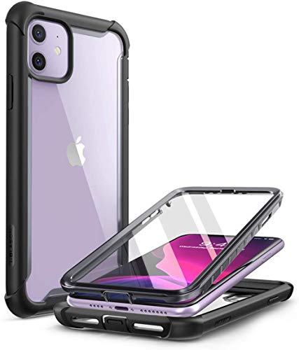 i-Blason Transparent Hülle für iPhone 11 (6.1'') Bumper Case 360 Grad Handyhülle Schutzhülle Full Cover [Ares] mit eingebautem Displayschutz, Schwarz von i-Blason