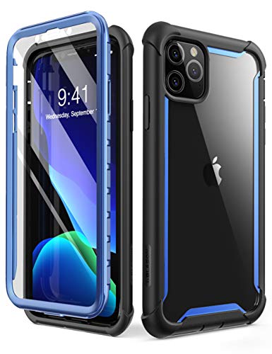 i-Blason Transparent Hülle für iPhone 11 Pro Max (6.5'') Bumper Case 360 Grad Handyhülle Robust Schutzhülle Cover [Ares] mit Displayschutz, Blau von i-Blason