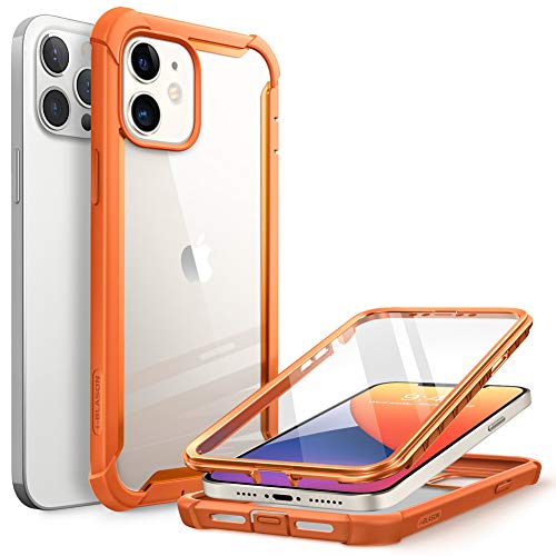 i-Blason Transparent Hülle für iPhone 12 /iPhone 12 Pro (6.1") Case 360 Grad Handyhülle Bumper Schutzhülle Cover [Ares] mit Displayschutz 2020, Orange von i-Blason