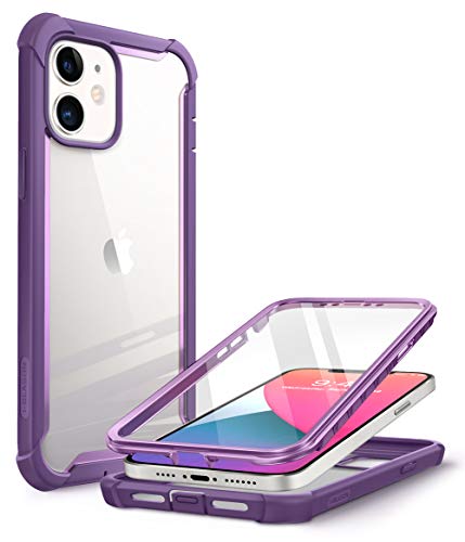 i-Blason Transparent Hülle für iPhone 12 Mini (5.4") Case Bumper Handyhülle 360 Grad Schutzhülle Cover [Ares] mit Displayschutz 2020 Ausgabe, Lila von i-Blason