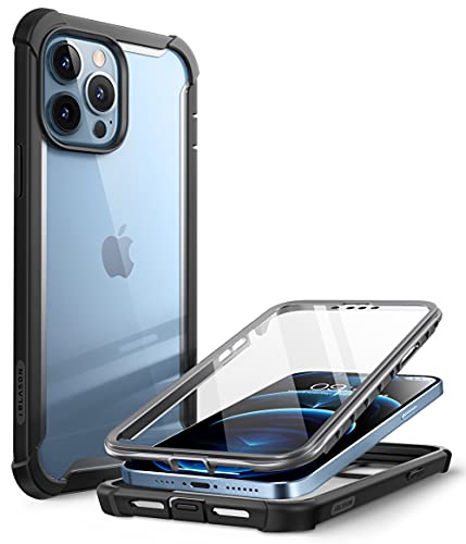 i-Blason Transparent Hülle für iPhone 13 Pro (6.1") Bumper Case 360 Grad Handyhülle Robust Schutzhülle Cover [Ares] mit Displayschutz 2021 (Schwarz) von i-Blason
