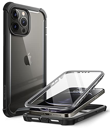 i-Blason Transparent Hülle für iPhone 13 Pro Max (6.7") Bumper Case 360 Grad Handyhülle Robust Schutzhülle Cover [Ares] mit Displayschutz 2021 (Schwarz) von i-Blason