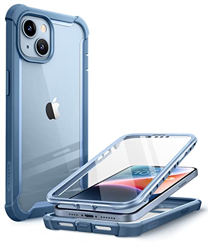 i-Blason Transparent Hülle für iPhone 14 / iPhone 13 (6.1") Bumper Case 360 Grad Handyhülle Robust Schutzhülle Cover [Ares] mit Displayschutz 2022 (Blau) von i-Blason