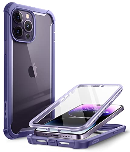 i-Blason Transparent Hülle für iPhone 14 Pro Max (6.7") Bumper Case 360 Grad Handyhülle Robust Schutzhülle Cover [Ares] mit Displayschutz 2022 Ausgabe (Lila) von i-Blason