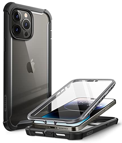 i-Blason Transparent Hülle für iPhone 14 Pro Max (6.7") Bumper Case 360 Grad Handyhülle Robust Schutzhülle Cover [Ares] mit Displayschutz 2022 Ausgabe (Schwarz), iPhone2022Pro-6.7-Ares-SP von i-Blason