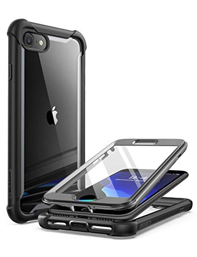 i-Blason Transparent Hülle für iPhone SE 2022 /2020, iPhone 8 / iPhone 7 Handyhülle Bumper Case 360 Grad Schutzhülle [Ares] mit Displayschutz, Schwarz von i-Blason