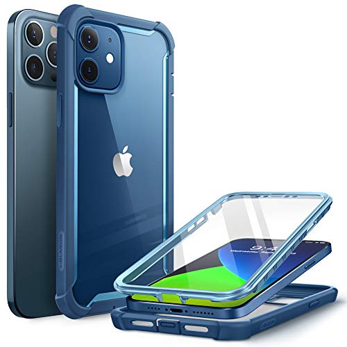 i-Blason iPhone 12 / iPhone 12 Pro Hülle (6.1") Bumper Case 360 Grad Handyhülle Transparent Schutzhülle Cover [Ares] mit Displayschutz 2020, Blau von i-Blason