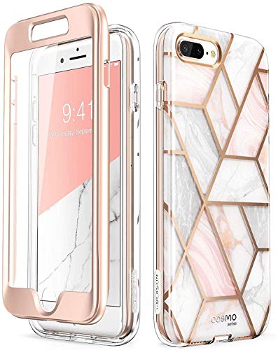 i-Blason iPhone 8 Plus Hülle iPhone 7 Plus Hülle Glitzer Handyhülle Ganzkörper Bumper Case Glänzend Schutzhülle Sparkle Clear Cover [Cosmo] mit integriertem Displayschutz (Marmor) - 5.5 Zoll von i-Blason