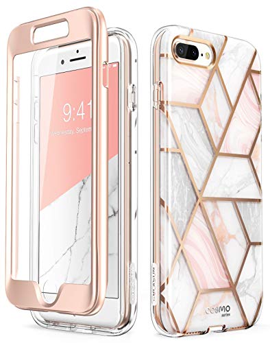 i-Blason iPhone 8 Plus Hülle iPhone 7 Plus Hülle Glitzer Handyhülle Ganzkörper Bumper Case Glänzend Schutzhülle Sparkle Clear Cover [Cosmo] mit integriertem Displayschutz (Marmor) - 5.5 Zoll von i-Blason