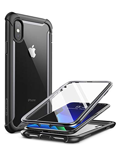 i-Blason iPhone XS Max Hülle [Ares] 360 Grad Handyhülle Bumper Case Robust Schutzhülle Clear Cover mit integriertem Displayschutz für Apple iPhone XS Max 6.5 Zoll 2018 (Schwarz) von i-Blason