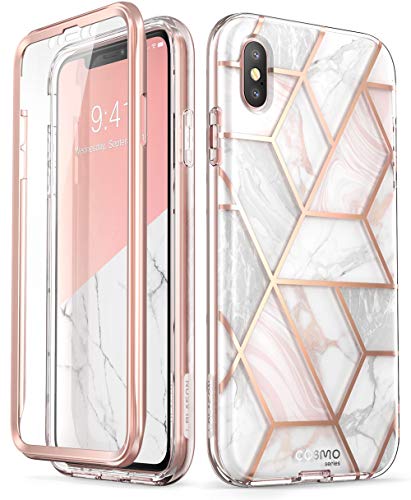 i-Blason iPhone Xs, X Hülle [Cosmo] Glitzer Handyhülle 360 Grad Bumper Case Glänzend Schutzhülle Cover 5.8 Zoll, Marmor von i-Blason