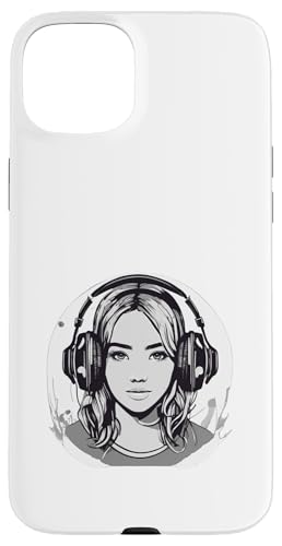 DJ Mädchen mit Kopfhörern Design Hülle für iPhone 15 Plus von i Love Music Desing und Style Geschenke