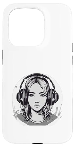 DJ Mädchen mit Kopfhörern Design Hülle für iPhone 15 Pro von i Love Music Desing und Style Geschenke