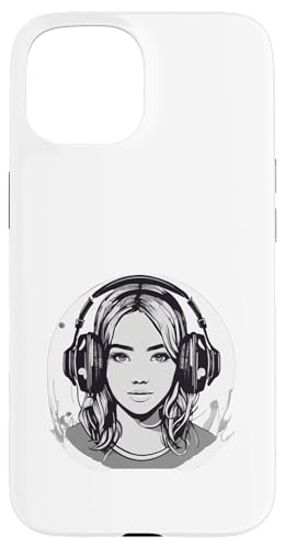DJ Mädchen mit Kopfhörern Design Hülle für iPhone 15 von i Love Music Desing und Style Geschenke