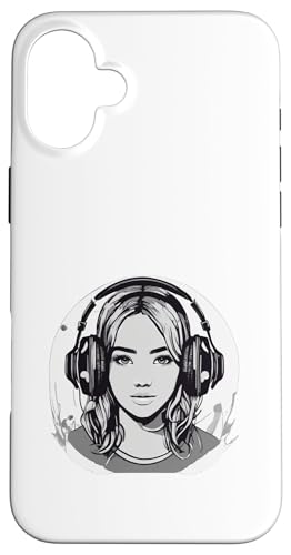 DJ Mädchen mit Kopfhörern Design Hülle für iPhone 16 Plus von i Love Music Desing und Style Geschenke