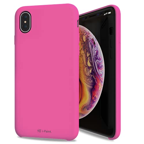 i-Paint Schutzhülle für iPhone X/XS aus Silikon, Fuchsia mit Mikrofaser-Innenseite – Solid Case Dragon Fruit von i-Paint