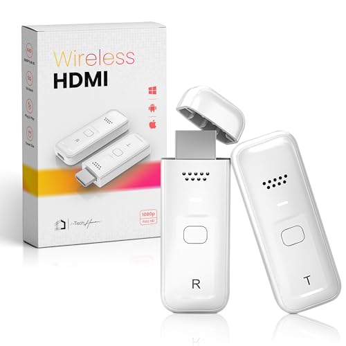 Kabelloser HDMI-Sender und -Empfänger, 1080p Full HD, kompatibel mit TV, PS5, Projektor, PC, Laptop, iPhone und Android von i-TechHome