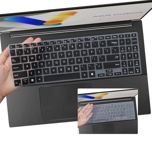 Tastaturabdeckung für 2025 2024 ASUS Vivobook 15 M5506 S5506 S5507 S5507QA, Vivobook 16 M5606 S5606 M1607KA X1607QA, Vivobook V16 V3607VU V3607VU, V33, 2 Stück 607VJ Tastatur-Hülle, schwarz + von i-Tensodo