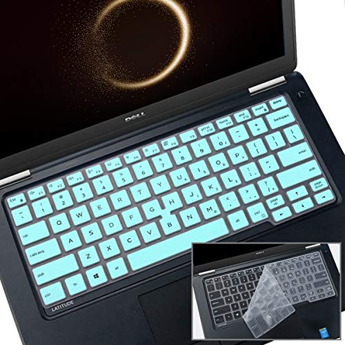 Tastaturabdeckung für Dell Latitude 5400 5401 5411 7400 35,6 cm (14 Zoll) mit spitzem Laptop | Dell Latitude 14 US-Layout Tastatur-Schutzabdeckung (Hot Blue + Clear), 2 Stück von i-Tensodo