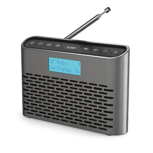 DAB/DAB Plus/UKW Radio mit Stereo Lautsprecher, Mini Tragbares Digitalradio Netz- und Akkubetrieb mit USB Aufladung, Kopfhöreranschluss, Klein Kofferradio von i-box