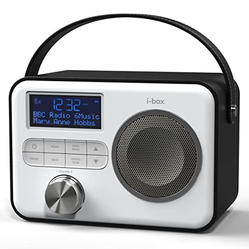DAB-Radio Tragbar, Bluetooth-Lautsprecher, DAB Plus/FM-Radio, Netz- oder Batteriebetrieben, USB-Aufladung für 10 Stunden Wiedergabe von i-box