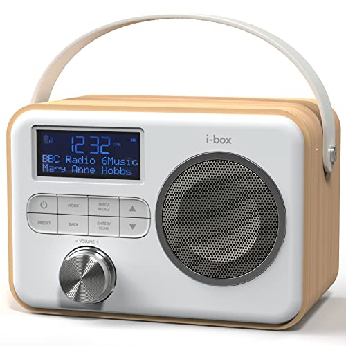 DAB-Radio tragbar, Bluetooth-Lautsprecher, DAB-Plus/DAB-Radio, FM-Radio, Netzbetrieb oder batteriebetrieben, tragbarer Bluetooth-Lautsprecher, USB-Aufladung für 10 Stunden Wiedergabe von i-box