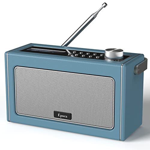 DAB/DAB Plus Radio/UKW Radio mit Bluetooth, Tragbares Digitalradio Retro Bluetooth Radio mit wiederaufladbarem Akku für biszu 15 Stunden Wiedergabe, LCD-Bildschirm, Aux und Headphone Anschlüsse von i-box
