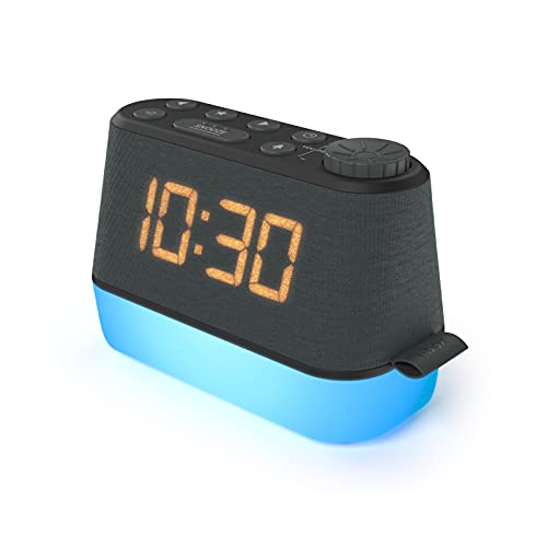 i-box Radiowecker mit Nachtlicht und USB-Ladeanschluss, Entspannungsgeräuschen, Wecker Digital mit Doppelalarm und dimmbarer LED-Anzeige (Schwarz) von i-box