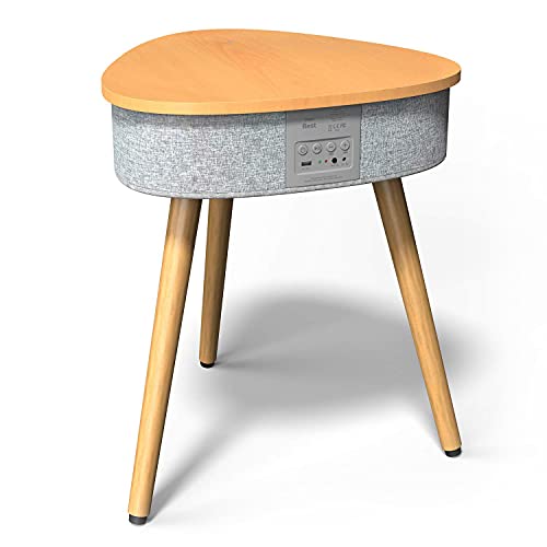 Tragbarer Beistelltisch Bluetooth Lautsprecher mit Wireless Charger und USB Ladeanschluss, Couchtisch Ladestation von i-box