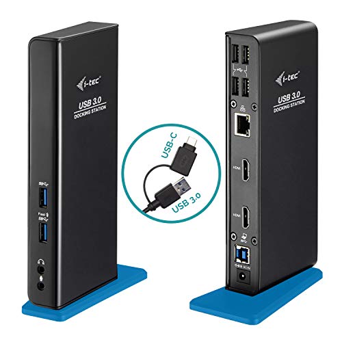 i-tec USB 3.0/USB-C Dual Docking Station – 2X HDMI Full HD+, 4X USB 2.0, 2X USB 3.0, Gigabit Ethernet, Audio/Mik, Kompatibel mit Windows, macOS, Linux von i-tec
