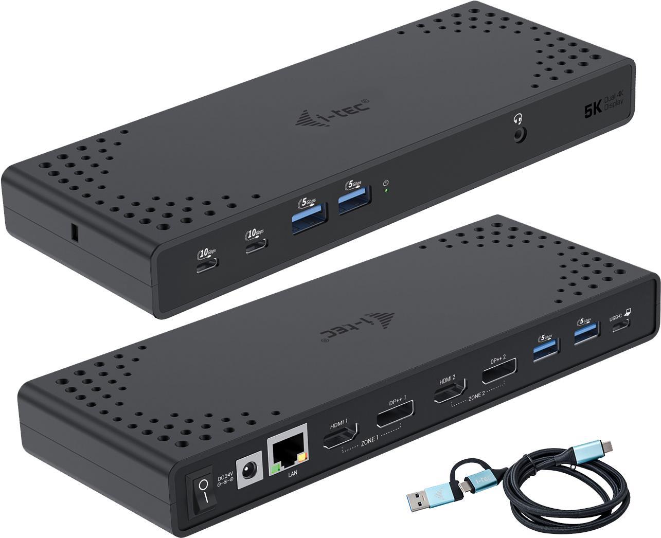 i-tec USB 3.0 / USB-C / Thunderbolt 3 Dual Display Docking Station Gen2 + Power Delivery 100W - Kabelgebunden - USB 3.2 Gen 1 (3.1 Gen 1) Type-C - 100 W - 10,100,1000 Mbit/s - Schwarz - 10 Gbit/s (CADUA4KDOCKPDL2) von i-tec