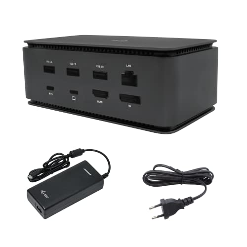 i-tec USB 4 Dockingstation 2x4K/1x8K mit Stromversorgung 80W - 1x DisplayPort, 1x HDMI, 1x GLAN, 1x USB-C 3.2 Gen2, 3X USB 3.2 Gen2, 3X USB 2.0, 1x SD/microSD, 1x Audio/Mik von i-tec