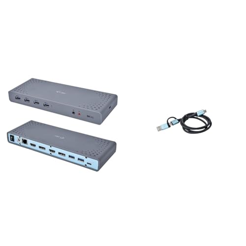 i-tec USB-C/A 4K Dual Display Docking Station 2X HDMI und 2X Display Port 5K Unterstützung & USB-C auf USB-C Kabel mit integriertem USB 3.0 Adapter, 100cm von i-tec