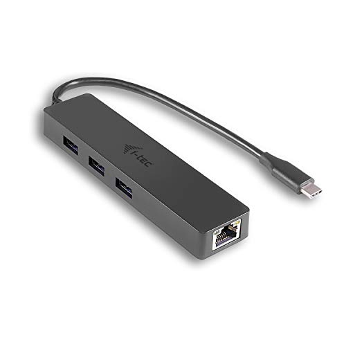 i-tec USB C Slim HUB 3-Port mit Gigabit Ethernet Adapter, USB 3.0 auf RJ-45, 10/100/1000 Mbps, 3x USB 3.0 Port, für Notebook Tablet Smartphone PC mit USB-C Konnektor von i-tec