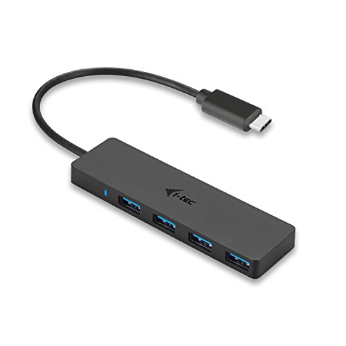i-tec USB C Slim Passive HUB 4 Port ohne Netzadapter, 4x USB 3.0 Port für den Anschluß von USB-A Geräten auf den neuen USB-C Konnektor, kompatible mit Thunderbolt 3, Windows, Mac OS, Android, Chrome von i-tec