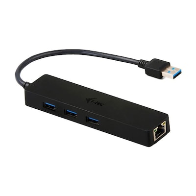 i-tec USB HUB Slim 3-Port USB 3.0 + RJ-45 Gigabit Ethernet Adapter schwarz von i-tec