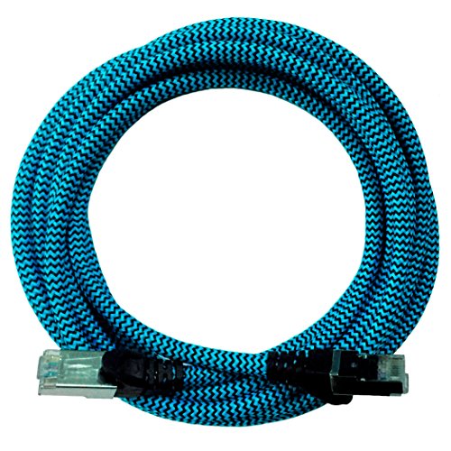 [i!®] 1m Premium Nylon Design Cat6 - Cat.6 Gigabit Ethernet LAN Netzwerkkabel | Internetkabel | DSL Kabel | Patchkabel | RJ45 Stecker | 10/100/1000Mbit/s | kompatibel mit Cat5 und Cat7 | blau von i!