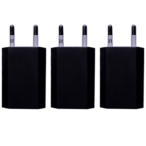 [i!®] 3X USB Netzteil Set Ladegerät Steckdosenadapter Stecker 5V/1A kompatibel mit [Universal | Apple iPhone XS X 8 7 6 5 SE | iPad | Samsung Galaxy | Handy | Tablet | Smartphone] schwarz von i!