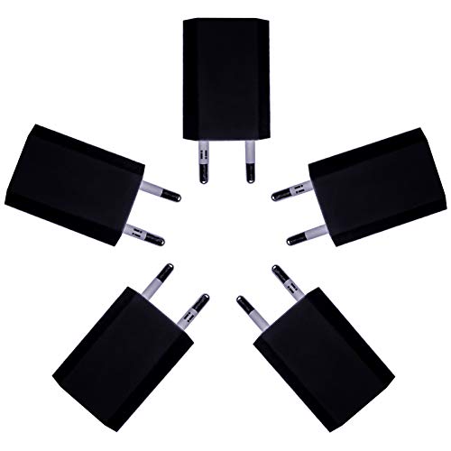 [i!®] 5X USB Netzteil Set Ladegerät Steckdosenadapter Stecker 5V 1A kompatibel mit [Universal | Apple iPhone XS X 8 7 6 5 SE | iPad | Handy | Tablet | Smartphone] schwarz von i!