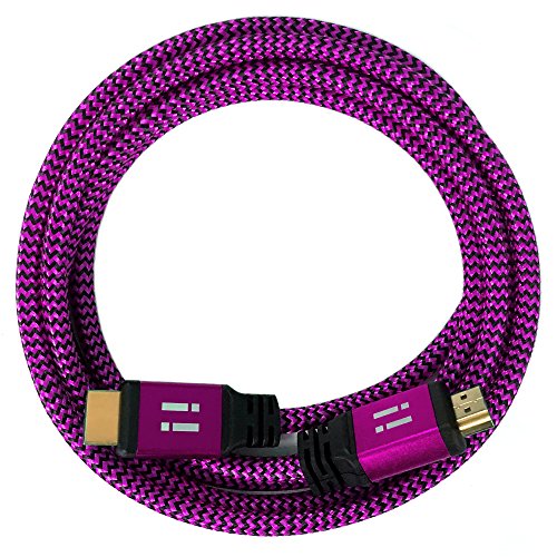 i! - 10m Nylon HDMI Kabel kompatibel mit HDMI 2.0 1.4a 3D 4K 2160p UHD Full HD 1080p Ethernet ARC HDR CEC DTS-HD - pink von i!