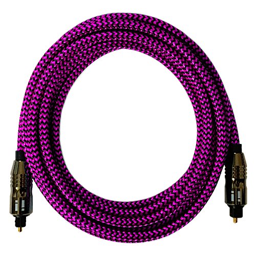 i! - 1m Premium Nylon Toslink Kabel - Optisches Digital Audiokabel LWL HiFi - pink von i!