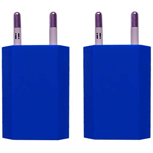 i! 2X USB Netzteil Set Ladegerät Steckdosenadapter Stecker 5V 1A kompatibel mit Universal iPhone 11 Pro Max XS X 8 7 6 Plus 5 SE iPad Samsung Galaxy Handy Tablet Smartphone - blau von i!