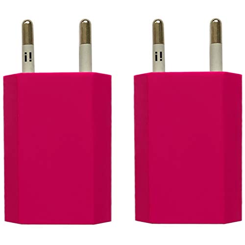 i! 2X USB Netzteil Set Ladegerät Steckdosenadapter Stecker 5V 1A kompatibel mit Universal iPhone 11 Pro Max XS X 8 7 6 Plus 5 SE iPad Samsung Galaxy Handy Tablet Smartphone - pink i! 2X USB Netzteil Set Ladegerät Steckdosenadapter Stecker 5V 1A kompatibel mit Universal iPhone 11 Pro Max XS X 8 7 6 Plus 5 SE iPad Samsung Galaxy Handy Tablet Smartphone - pink von i!