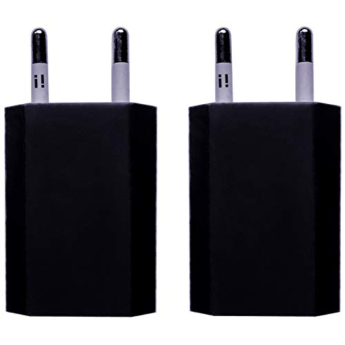 i! 2X USB Netzteil Set Ladegerät Steckdosenadapter Stecker 5V 1A kompatibel mit Universal iPhone 11 Pro Max XS X 8 7 6 Plus 5 SE iPad Samsung Galaxy Handy Tablet Smartphone - schwarz von i!