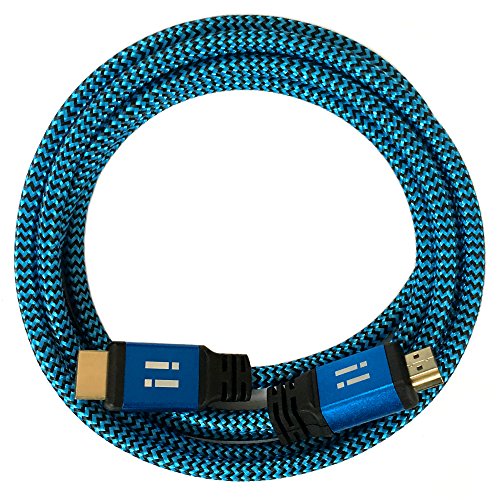i! - 3m Nylon HDMI Kabel kompatibel mit HDMI 2.0 1.4a 3D 4K 2160p UHD Full HD 1080p Ethernet ARC HDR CEC DTS-HD - blau von i!