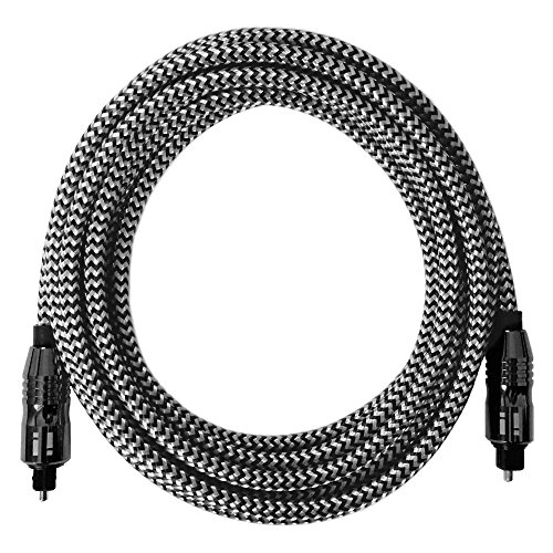 i! - 3m Premium Nylon Toslink Kabel - Optisches Digital Audiokabel LWL HiFi - weiß von i!