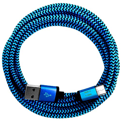 i! - 3m Premium Nylon USB-C Schnellladekabel Datenkabel für Handy Tablet Smartphone - blau von i!