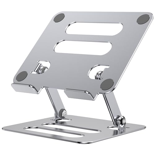 iAXBi Tablet Ständer Halter für iPad für Schreibtisch, Verstellbarer Faltbarer Aluminium Reise Tablet Ständer für Kindle und Tablet (4,7-12,9 Zoll) Kompatibel mit iPad Pro/Air/Mini, Silber von iAXBi