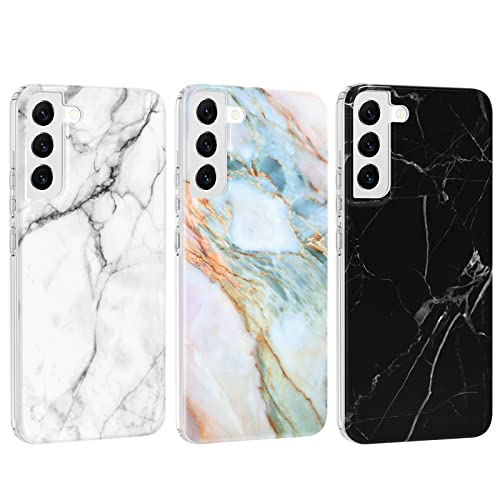 Handyhülle Kompatibel mit Samsung Galaxy S22 Plus 5G Marmor Hülle Silikon Matt, [3 Stück] Weich TPU Ultra Dünn Flexible Marble Case für Galaxy S22 Plus 5G, 6.55'' (2022) - Weiß, Schwarz,Grau von iAdvantec