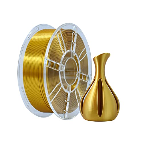 PLA Plus (PLA+) Shiny Silk 3D Printer Filament 1.75mm Silk PLA + 1.75 Dimension Accuracy +/- 0.02mm, 1kg Spule (2.2kg) für FDM 3D Drucker (Silk Gold) von iBOSS